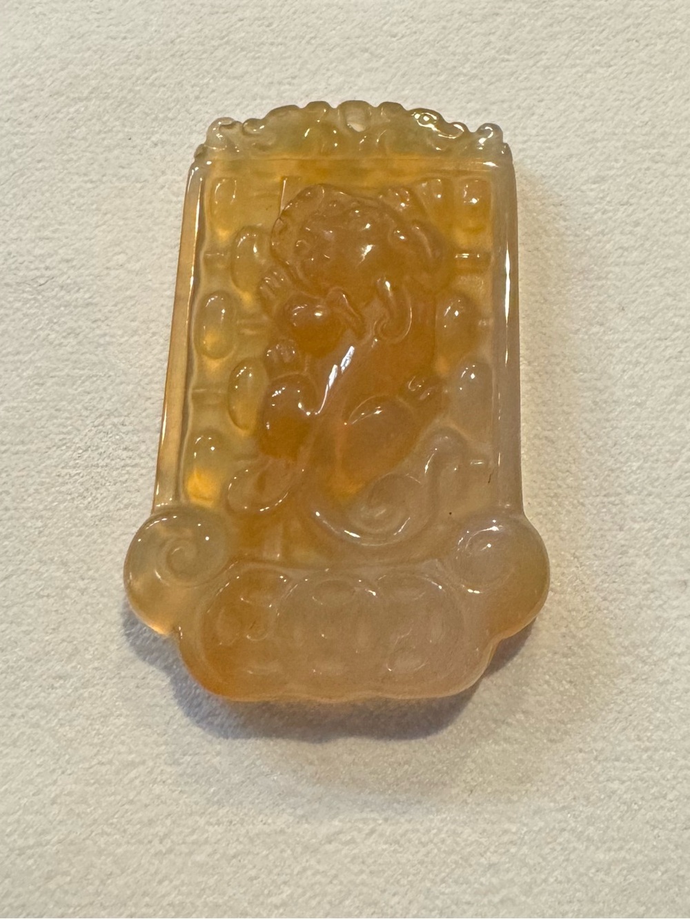 Carved Jade Pixiu Pendant in Warm Honey Tone